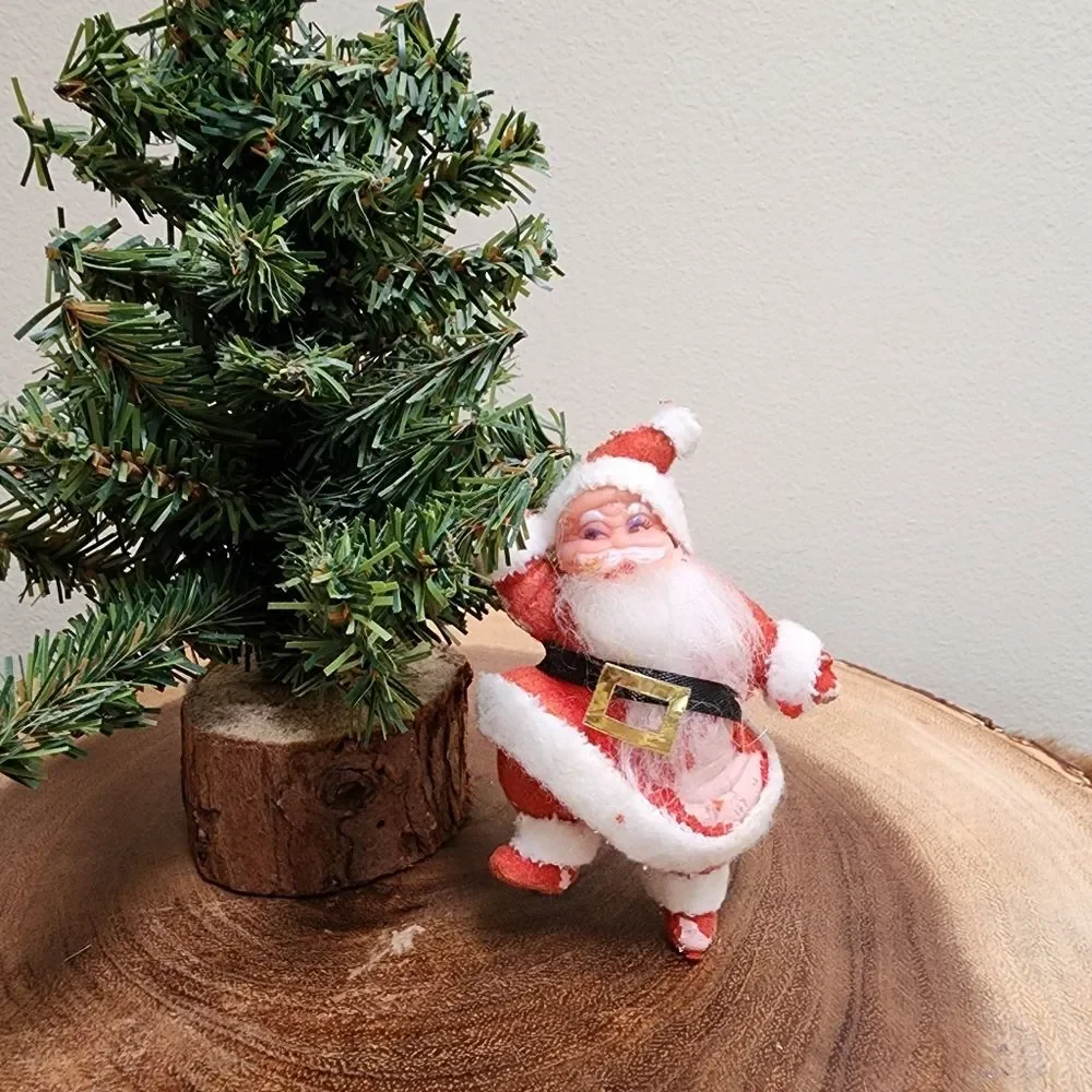 Vintage Flocked Santa